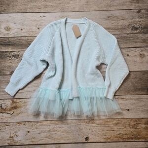 Elegant Women's Sweater with Tulle Trim